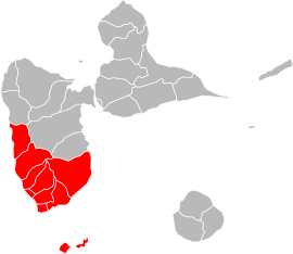 Location of Grand Sud Caraïbe within the department