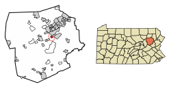 Location of Ashley in Luzerne County, Pennsylvania.