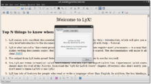 Snímek obrazovky LyXu běžícího v prostředí GNOME na Linuxu