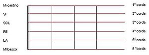 Cordes de la guitare et notes associées