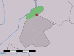 The village (dark red) and the statistical district (light green) of Berkmeer in the municipality of Koggenland.