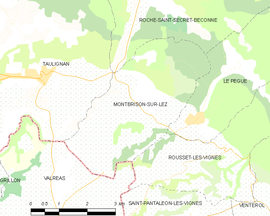 Mapa obce Montbrison-sur-Lez