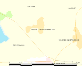 Mapa obce Bouvincourt-en-Vermandois