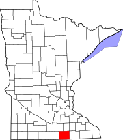 Map of Minnesota highlighting Freeborn County Map of Minnesota highlighting Freeborn County.svg