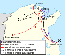 A map showing the major movements of both sides during the war