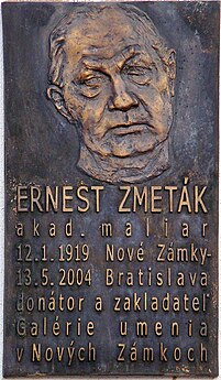Pamätná tabuľa Ernesta Zmetáka v Nových Zámkoch