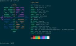 Kuvakaappaus Neofetch-7.1.0 ohjelmasta CentOS käyttöjärjestelmässä.