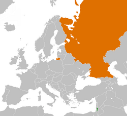 Карта с указанием местоположения Палестины и России