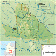 Carte du Parc national naturel de Chiribiquete