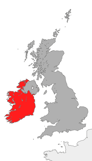 map showing the Republic of Ireland in relatio...