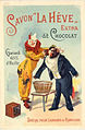 Publicité de Pal pour le savon « La Hêve » représentant Foottit et Chocolat (vers 1896)[10],[11].