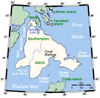 კუნძულ საუტჰემპტონის რუკა.