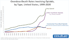 Timeline. Overdose death rates involving opioids, by type, United States.gif