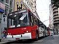 SPTrans Marcopolo/Volvo articulated trolleybus No. 1486. It originated in 1985 as a CAIO/Volvo trolleybus (No. 8000) but was rebodied in 1997 by Marcopolo. It has since been retired.