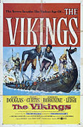 Affiche d'un film montrant deux hommes en costumes de viking en train de sauter depuis un drakkar.