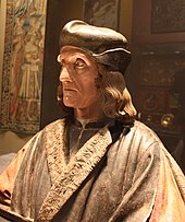 Posthumous portrait bust of Henry VII of England by Pietro Torrigiano, supposedly made using his death mask WLA vanda Henry VII bust.jpg