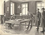 "På polisstationen", teckning från 1906 av Per Röding.