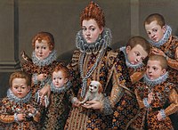 Lavinia Fontana, Bianca degli Utili Maselli con un cane e sei dei suoi figli, 1614 c.