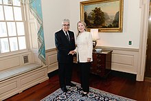 Secretary Clinton poses with Ambassador Cretz in the Treaty Room Suite Cretz & Clinton 2012-10-08.jpg