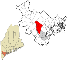 Location in Cumberland County and the state of Maine.