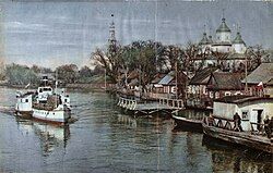 Panorama města na malbě z roku 1936