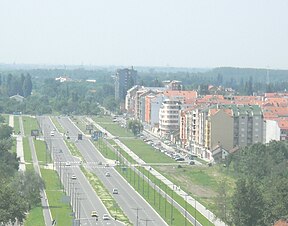 Panoramski pogled na Detelinaru i Subotički bulevar (Bulevar Evrope)