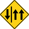 P5-3 Two traffic lanes in one direction and one opposite