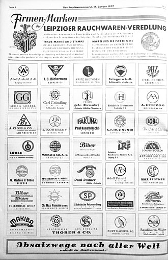 „Firmen-Marken der Leipziger Rauchwaren-Veredlung“ im Jahr 1937