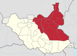 大上尼羅大區在南蘇丹的位置
