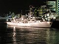 HMS Westmisnster moored beside HMS Belfast