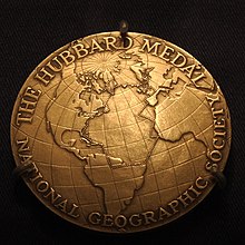 Anne Morrow Lindbergh's customized medal detailing her flight route Hubbard Gold Medal, Anne Morrow Lindbergh.JPG