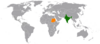 Location map for India and Sudan.