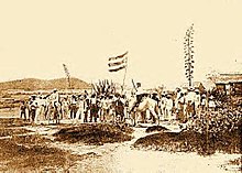 The flag flown by Fidel Velez and his troops during the Intentona de Yauco revolt of 1897. Intentona de Yauco.jpg