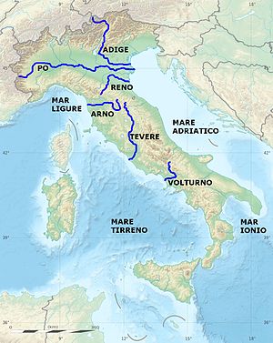 Location of some among the main Italian rivers Italy main rivers location.jpg
