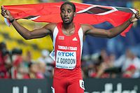 Der viertplatzierte Jehue Gordon lief im Vorlauf und im Finale neuen Landesrekord für Trinidad und Tobago