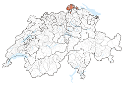 Map of Switzerland, location of کانتون شاف‌هاوزن highlighted