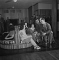 During intermission at one of the bi-weekly "open house" dances held in the main lounge of Idaho Hall, Arlington Farms.[10]