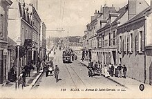 Un rame du Tramway électrique blésois (TEB) traversant l'actuelle avenue Wilson.