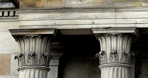 19th-century porch of the Royal College of Physicians of Edinburgh, Queen Street, Edinburgh, Scotland,