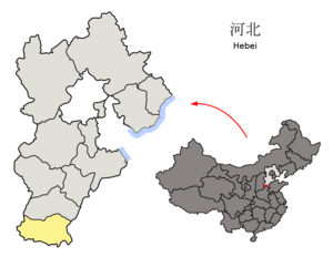 Location of Handan within Hebei