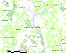 Mapa obce Beaulieu-sur-Dordogne