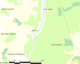 Mapa obce Sauvoy