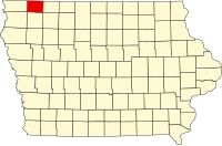 Map of Iowa highlighting Osceola County