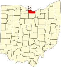 Map of Ohajo highlighting Erie County