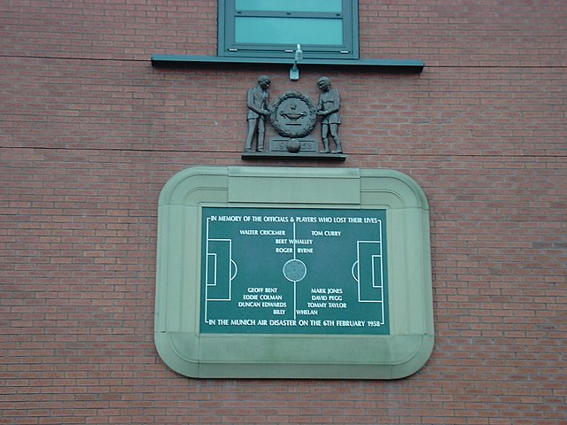 A plaque commemorating the Munich air disaster at Old Trafford