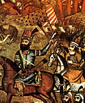Надир-шах во время битвы