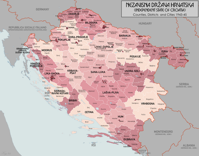 Mapa Niepodległego Państwa Chorwackiego