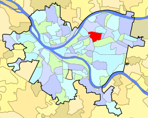 Locator map with the Bloomfield neighborhood i...