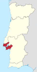 Poziția localității Zona metropolitană din Lisabona