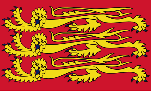 The royal banner of England: a red flag with three pale golden lions passant guardant with blue claws in addition to tongues, used to refer to every one of two or more people or matters on its own row.